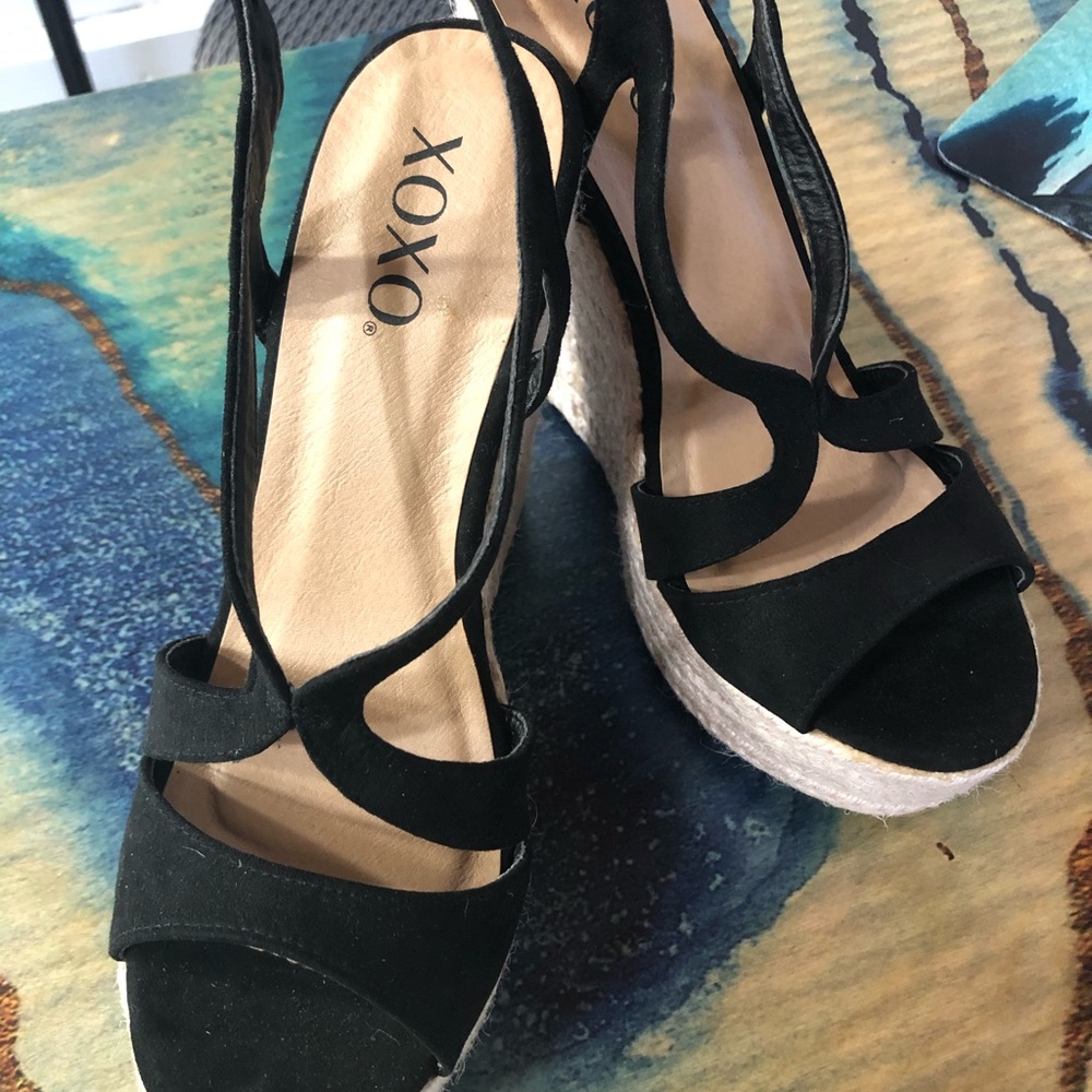 Almost New Black Swede Wedges.